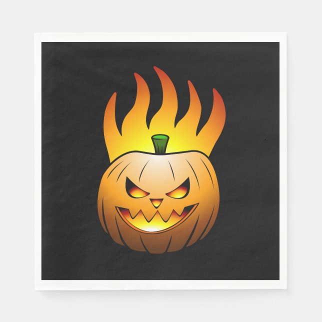 Fiery Halloween Pumpkin Paper Napkin Serviette (Vorderseite)