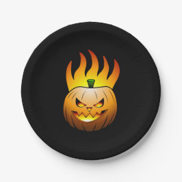 Fiery Halloween Pumpkin Paper Plate Pappteller