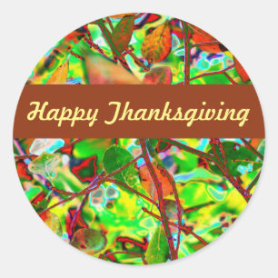 Fiery Herbstlaubs Custom Happy Thanksgiving Runder Aufkleber