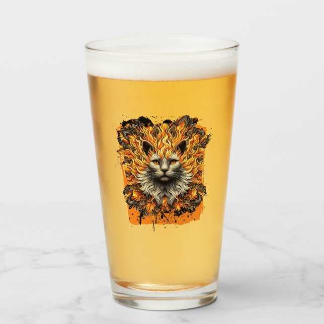 Fiery Inferno Cat Glas (Vorne (Gefüllt))