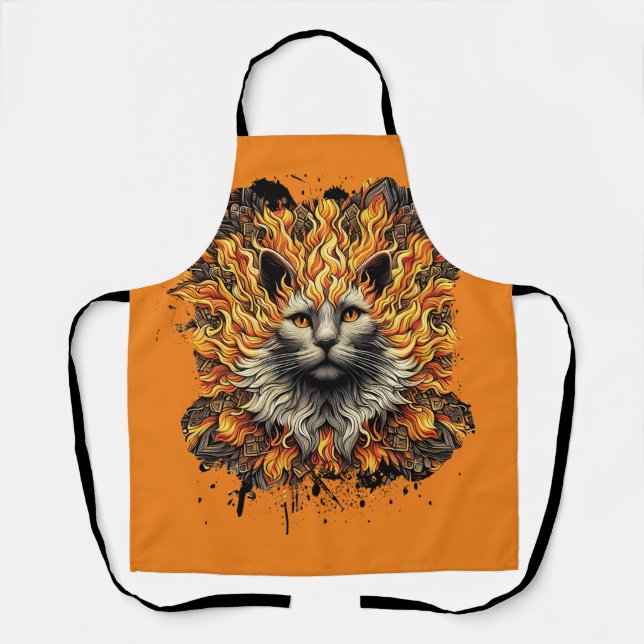 Fiery Inferno Cat Schürze (Vorderseite)