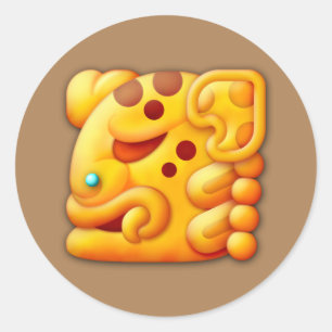 Fiery Maya Animal Head Runder Aufkleber