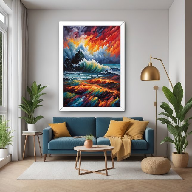 Fiery Ocean Storm - Abstrakte Seascape Art Poster (Von Creator hochgeladen)