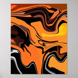 Fiery Orange Abstrakt Swirl Pattern Poster