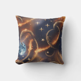 Fiery Orange Celestial Moon Pillow Kissen
