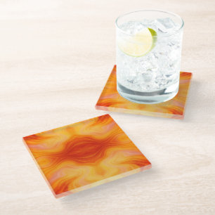 Fiery Orange Gold Marble Untersetzer Set elegant