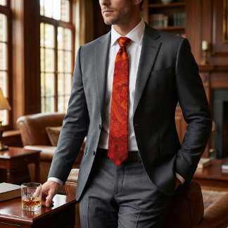 Fiery Orange Red Marble: Abstract Swirl Desgn Krawatte