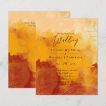 Fiery Orange Watercolor Abstrakt Sunset Wedding