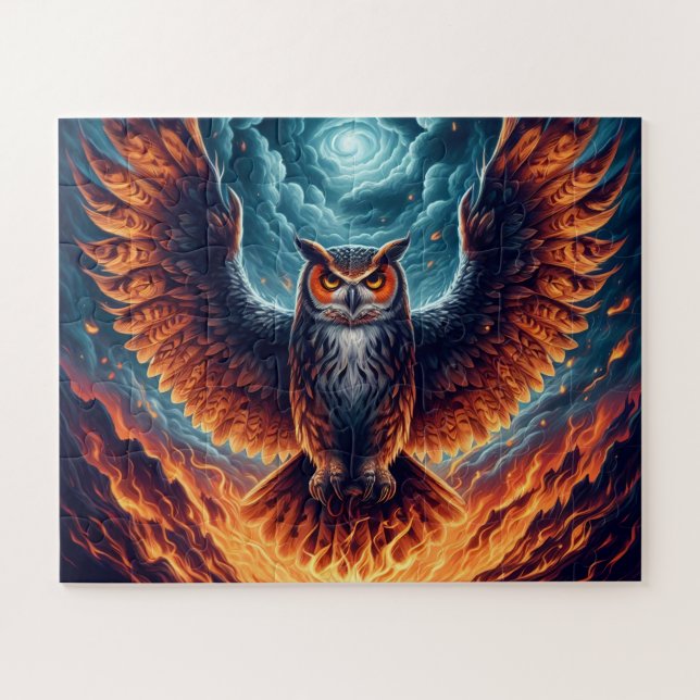 Fiery Owl Phoenix Ascension (Horizontal)