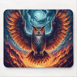 Fiery Owl Phoenix Ascension Mousepad