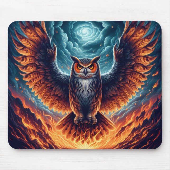 Fiery Owl Phoenix Ascension Mousepad (Vorne)