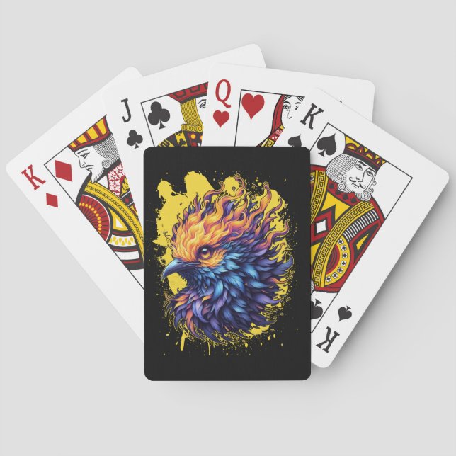 Fiery Phoenix Bird Art Spielkarten (Rückseite)