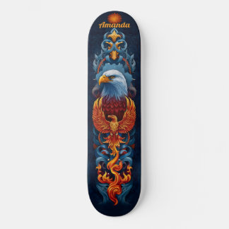 Fiery Phoenix Bird Skateboard