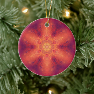 Fiery Phoenix Burning Snowflake Keramik Ornament