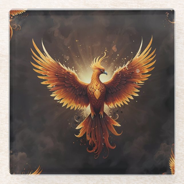 Fiery Phoenix Cushion Glasuntersetzer (Vorderseite)
