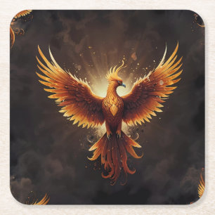 Fiery Phoenix Cushion Rechteckiger Pappuntersetzer