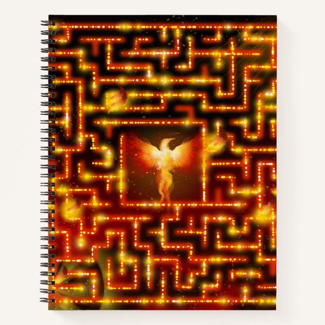 Fiery Phoenix Maze Notebook Notizbuch (Vorderseite)