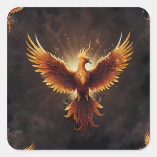 Fiery Phoenix Quadratischer Aufkleber