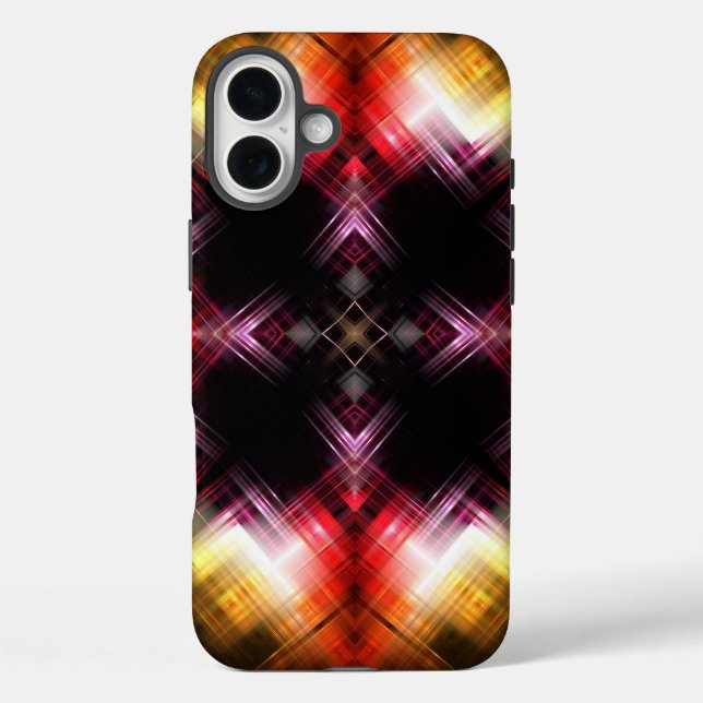 Fiery Prism Abstrakt mit Radiant Red & Gold Glow iPhone 16 Plus Hülle (Rückseite)