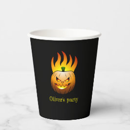 Fiery Pumpkin Face Pappbecher