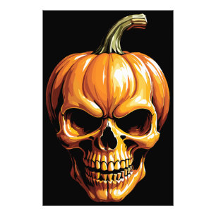 Fiery Pumpkin Skull für Halloween Fotodruck