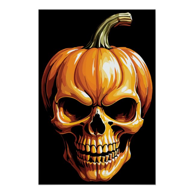 Fiery Pumpkin Skull für Halloween Poster (Vorderseite)