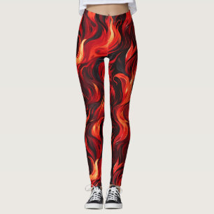 Fiery Red and Yellow Flames of Passion Leggings