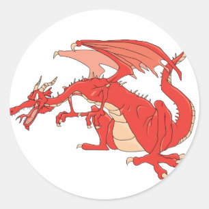 Fiery Red Dragon Runder Aufkleber