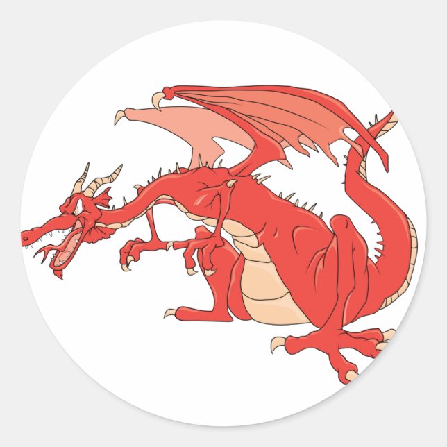 Fiery Red Dragon Runder Aufkleber (Vorderseite)