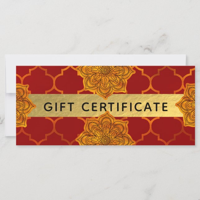 Fiery Red Gold Royal Indian Gift Certificate (Vorderseite)