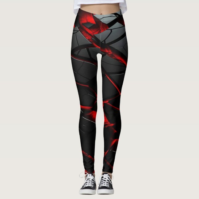 Fiery Red High Waisted Athletic Leggings (Vorderseite)