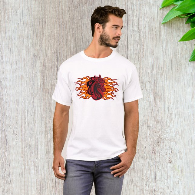 Fiery Red Horse Head mit Flammen T-Shirt (Von Creator hochgeladen)