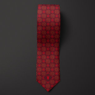 Fiery Red Mandala Monogram Krawatte