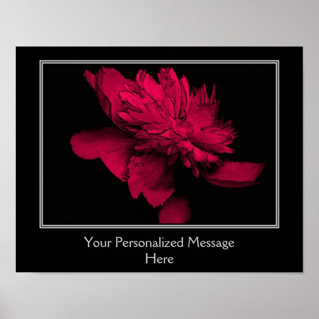 Fiery Red Peony Blume Personalisiert Poster (Vorne)