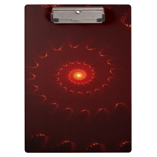 Fiery Red Sparkle Swirl Gradient Klemmbrett (Vorderseite)