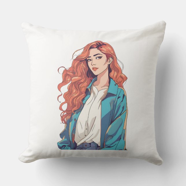 Fiery Redhead Ästhetik Kissen (Vorderseite)