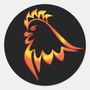 Fiery Rooster Runder Aufkleber
