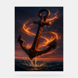 Fiery Rustic Anchor – Nautical Fantasy Wall Art Acrylschild