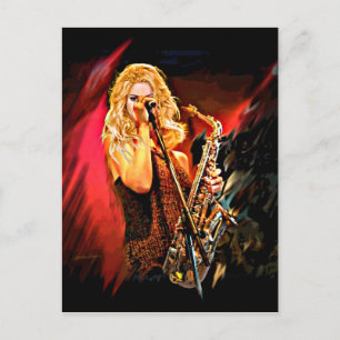 Fiery Saxophone Player Postkarte