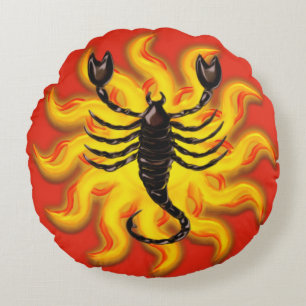 Fiery Scorpio Rundes Kissen