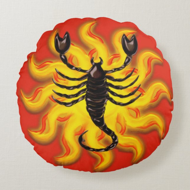 Fiery Scorpio Rundes Kissen (Vorderseite)