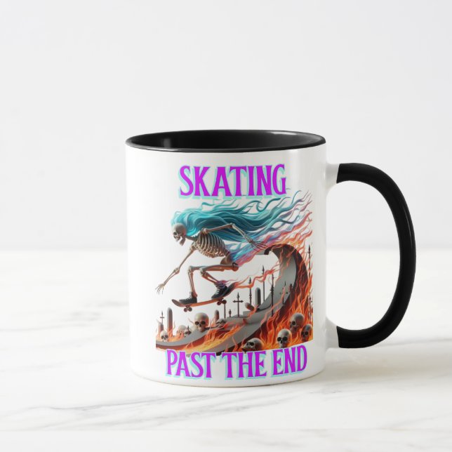 Fiery Skaten Skeleton Eine todverachtende Reise Tasse (Rechts)