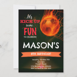 Fiery Soccer Ball zum Geburtstag Einladung