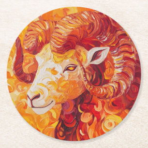 Fiery Solar Capricorn Spirit Runder Pappuntersetzer