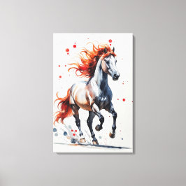 Fiery Spirit - Majestic Horse Watercolor Art  Leinwanddruck