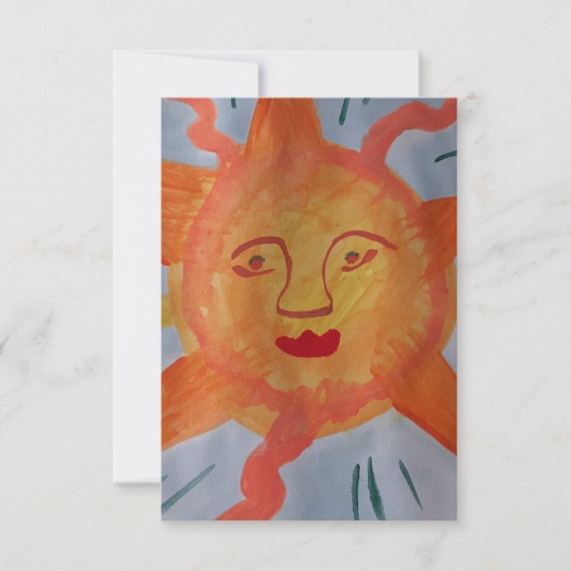 Fiery Sun Flat Greeting Card Karte (Vorderseite)
