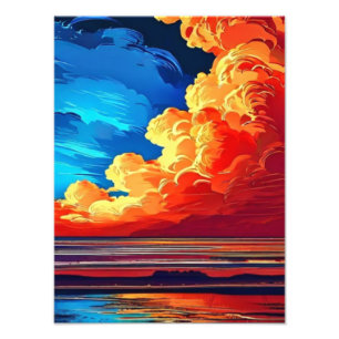 Fiery Sunset Over the Ocean Fotodruck