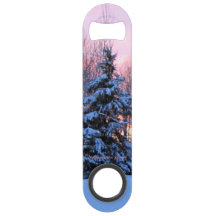 Fiery Sunset Snow Tall Spruce