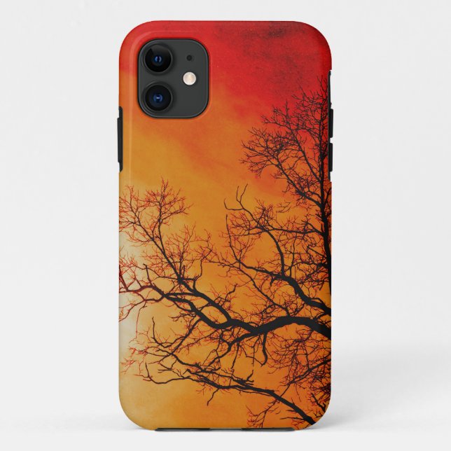 Fiery Sunset & Tree Natur Kunst, Dichtung und Musi Case-Mate iPhone Hülle (Rückseite)