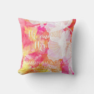 FIERY SUNSET WATERCOLOR HOLLYHOCK WEDEDPILLOW KISSEN